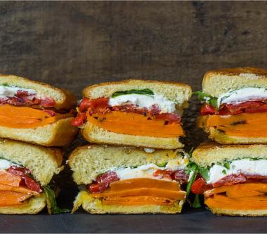 D’Italiano® Sweet Potato Sandwich with Roasted Peppers & Goat Cheese